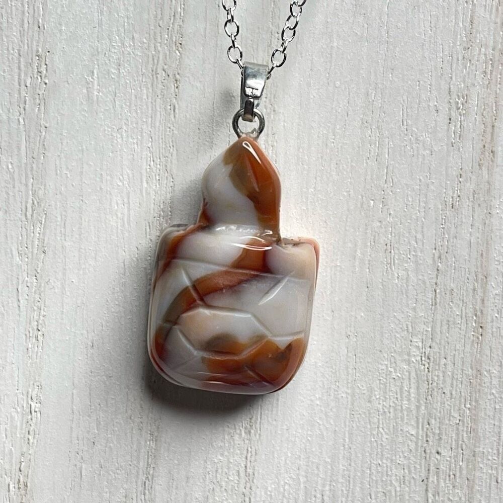 Carnelian banded agate turtle carving pendant necklace silver plated crystal sto